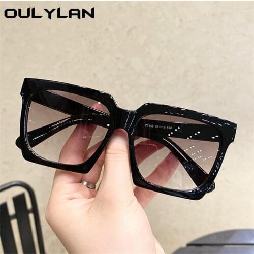 Oulylan Fashion Gradient Sunglasses Women Retro Oversized Sun Glasses Ladies Shades Transparent Eyeglasses UV400 Goggles