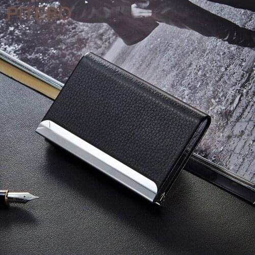 PITEBO Creative business card case stainless steel Aluminum Holder Metal Box Cover Men business card holder card metal Wallet