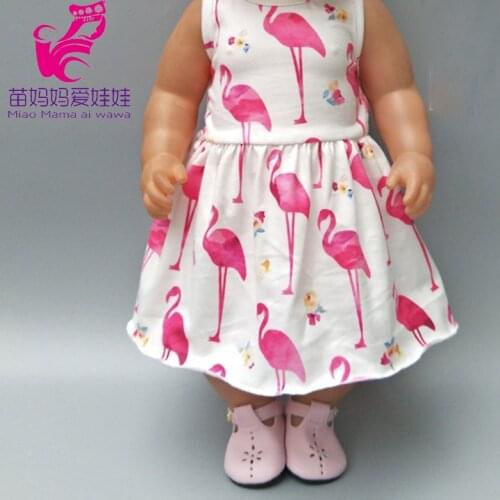 For 43cm Bebe Doll Dress Flamingo Pattern Soft Touch Doll Dress for 17" Baby Doll Accessories Toys Wear