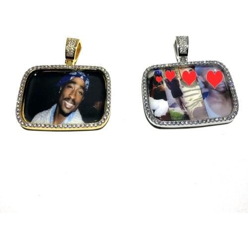 Custom rectangle picture pendant iced out picture pendant