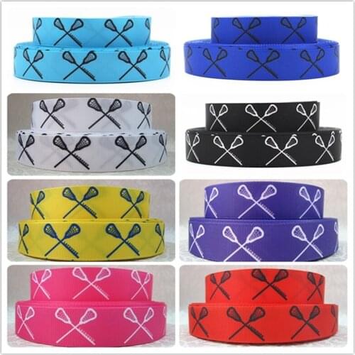 Q&N ribbon 16mm 22mm 25mm 38mm 50mm 75mm lacrosse printed sport grosgrain ribbon webbing 50yards/roll for hair tie free shipping