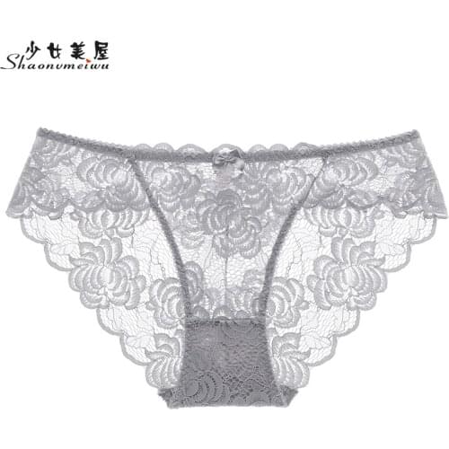 Shaonvmeiwu Sexy underpants: sheer lace thin low-cut briefs for ladies with hot bottoms