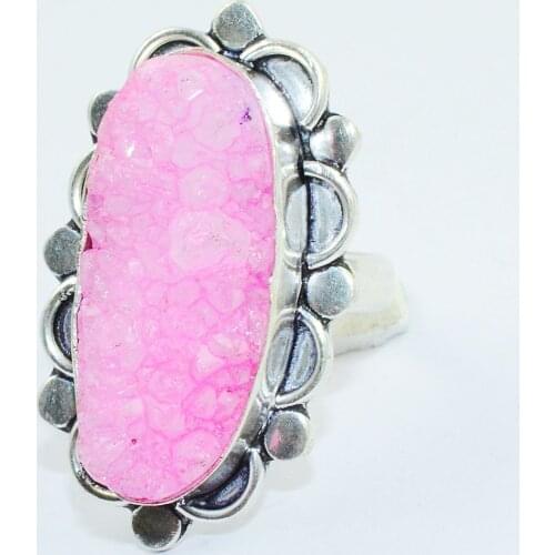 Druzy Ring Silver Overlay over Copper , Size:9.5, R1224