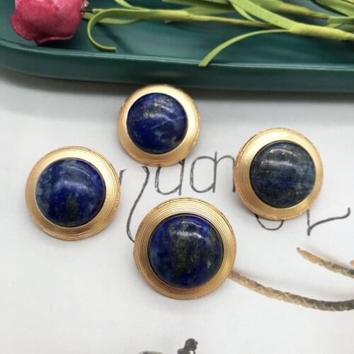 Lapis Lazuli Earrings Marble Stone Round Statement Jewelry For Womens Holiday Party Accessories