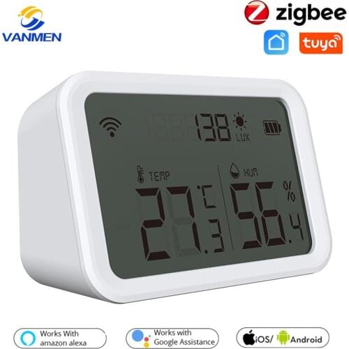 Tuya Zigbee Temperature Humidity Sensor Lux Light Detector Hygrometer Thermometer smart life Work Tuya Zigbee Hub Smart Home3.0