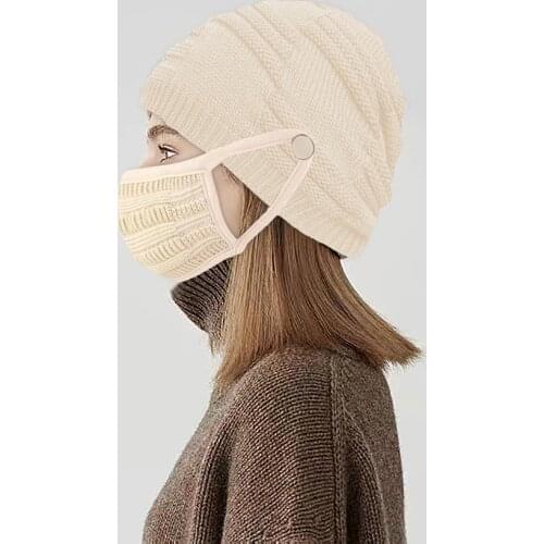 Outdoor Ski Hat High Quality Warm Crochet Winter Wool Knit Ski Beanie Skull Slouchy Caps Hat+mask Fashion Mix Wool Casual Hat