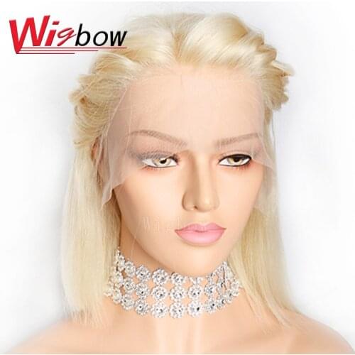 Wigbow OneCut Hair 13x6 613 Blonde Brazilian Straight Human Hair Bob Wigs 8-14 Inch Remy Short Lace Front Wigs for Black Women
