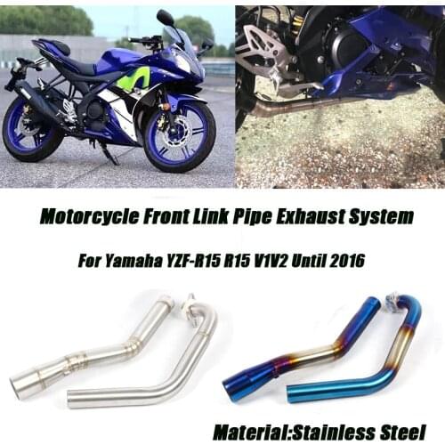 Slip on YZF-R15 Motorcycle Front Link Pipe Exhaust System Connet 51mm Muffler Tubes for Yamaha YZF-R15 R15 V1V2 Until 2016