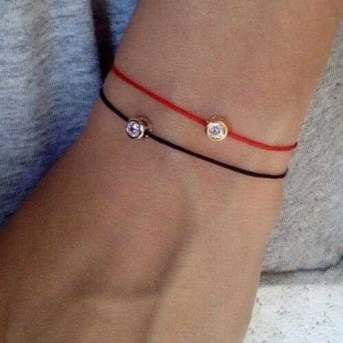 Zircons Adjustable Bracelet Bangle for Women Captivate Bar Slider Red String Bracelet Brilliant Gold Color Jewelry