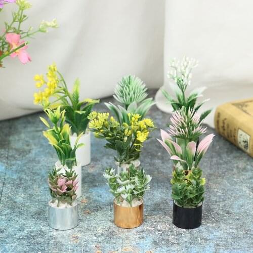 1 Pc 1:12 Dollhouse Miniature Mini Green Plant Tree Potted Furniture Home Decor Toys