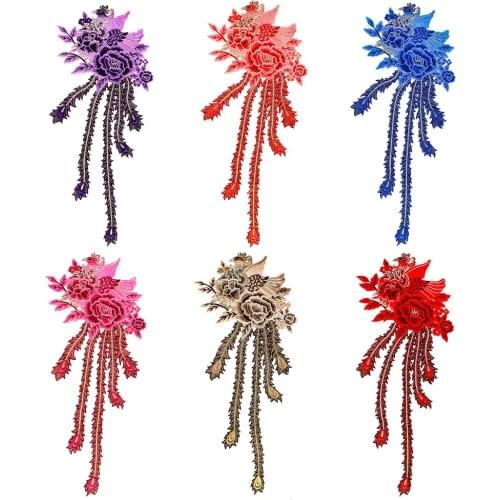 10pieces Large Peony Flower Embroidery Applique Motif Scrapbooking Patches for Dance Dress Clothes Decorated Sewing Supplies