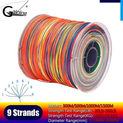 300M 500M 1000M 1500M 9 Strands Braided Fishing Line Multifilament PE Wire Fishing Line Braided Wire 20LB-200LB