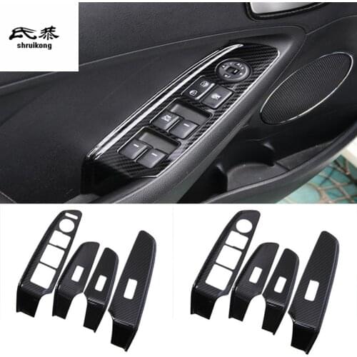4pcs/lot Car stickers ABS carbon fiber grain car window lift panel decoration cover for 2012-2018 KIA K3 car accessories
