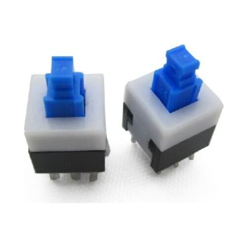50PCS 8*8mm 8X8mm Blue Cap Self-locking Type Square Button Switch NEW
