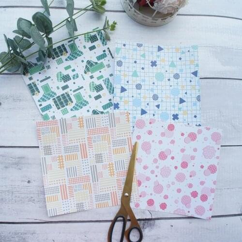 8 Sheets/lot 16.5*16.5cm DIY Colorful Geometric World Paper Wrapping Creative Paper Craft Background Scrapbook Paper