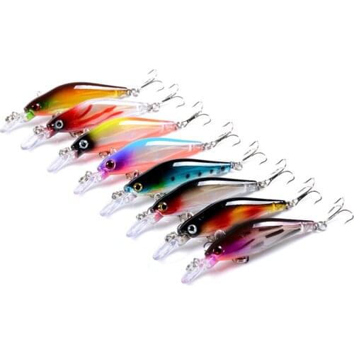 8pcs/lot Minnow Fishing Lure Wobblers 8cm 6.2g Slowly Sinking Artificial Hard Bait Crankbait Bass Pike Carp Fishing Tackle
