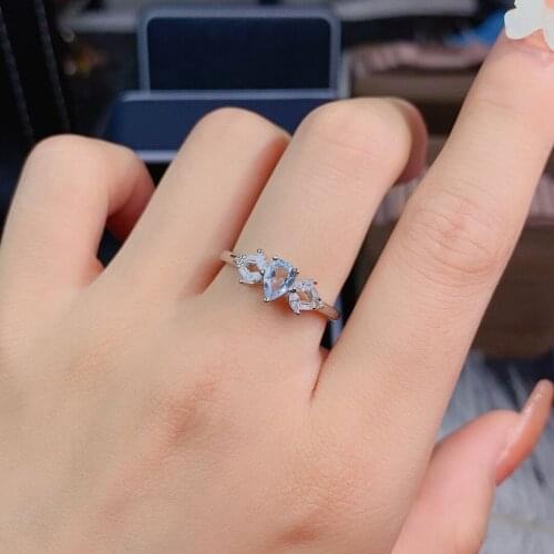 925 sterling silver AQUAMARINE rings for women wedding rings for couples Anniversary Hiphop/Rock