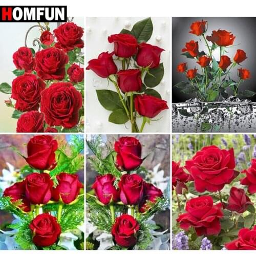 HOMFUN Full Square/Round Drill 5D DIY Diamond Painting "Rose flower landscape" Embroidery Cross Stitch 5D Home Decor Gift