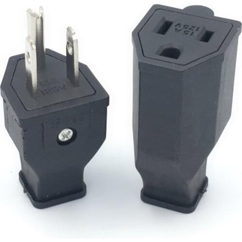 US American 3 Pins Industrial AC Electrical Power Rewireable Plug Male Wire Socket Outlet Adapter Extension Cord Connector 15A