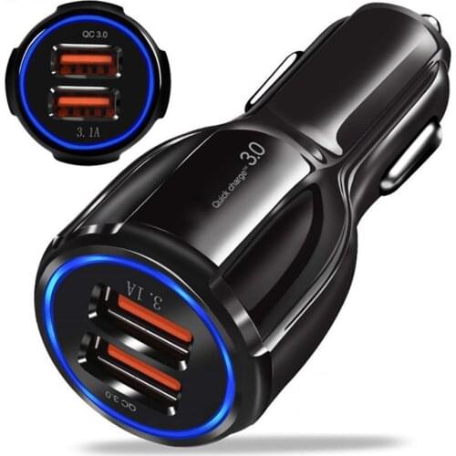 Usb Car Charger QC 3.0 5V 3.1A Universal Dual Usb Quick Mobile Phone Car Charging Adapter for Samsung