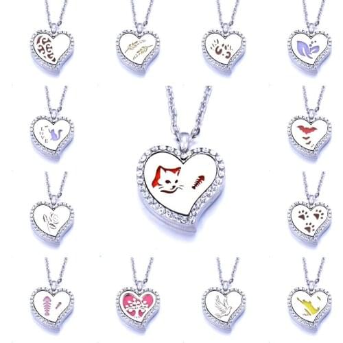Titanium Steel Hollow Pendant Multi-style Heart-shaped Aromatherapy Essential Oil Diffuser Necklace Perfume Sweater Chain