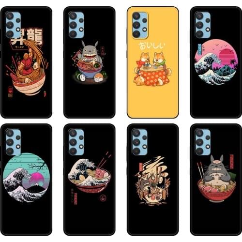 Black tpu Case For Samsung galaxy A12 A22 A32 A42 A52 A72 4g 5g S21 PLUS ultra back cover Great Ramen Wave Japan