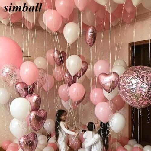 Pink White Balloons 20pcs Thick 2.2g Wedding Decoration Latex Balloons Helium Air Balls Inflatable Happy Birthday Party Supplies