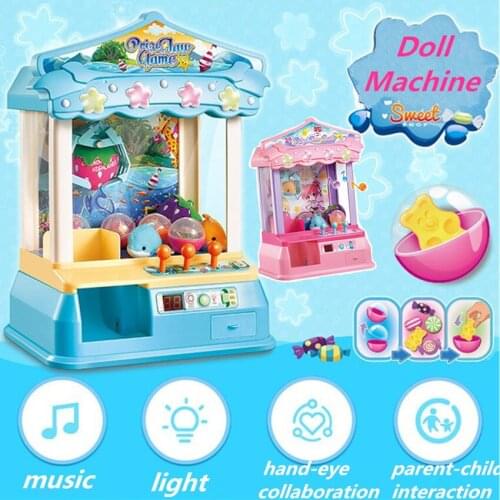 Kids Music Candy Grabber Coin Operated Game Best Gift For Child Gag Toy Toy Grabbing Machine Mini Doll Machine