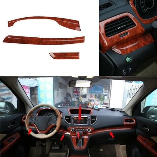 For HONDA CR-V CRV 2012-2016 3pcs/set Peach Wood Grain Middle Console Dashboard cover Trim