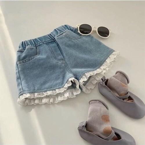 Korean Style Girls Denim Shorts Children Thin Soft Trousers Jeans Casual Summer Children Clothes DT438