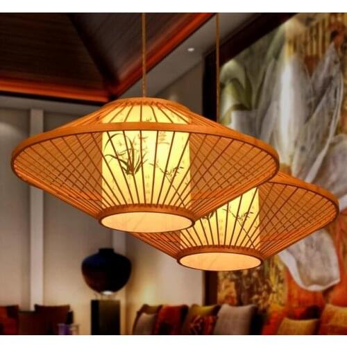 Southeast Asian handmade bamboo pendant light creative Chinese restaurant bedroom rattan birdcage pendant lamp Japanese zb31