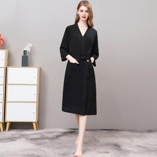 Summer Lovers Waffle Bathrobe Kimono Breathable Sleepwear Absorbable Large Size Lounge Dressing Gown Home Robes