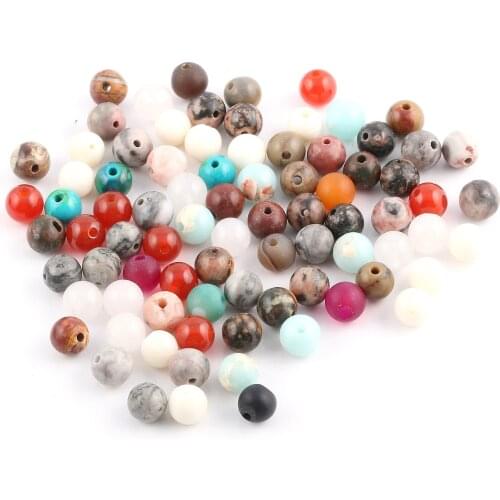 100Pieces/pack Natural Stone Beads 4/6/8/10mm Round Loose Stone Beads for DIY Making Bracelet Necklace Jewelry