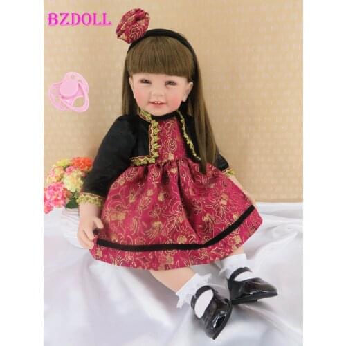 60cm Silicone Reborn Baby Girl Doll Toys Lifelike 24inch Vinyl Toddler Smile Princess Babies Dolls Lovely Birthday Gift Present