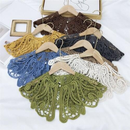 Linbaiway 2021 New Fake Collar Shawl Flower Crochet Lace False Collar Women Detachable Collar Half Shirt Faux Collar Shawl Scarf