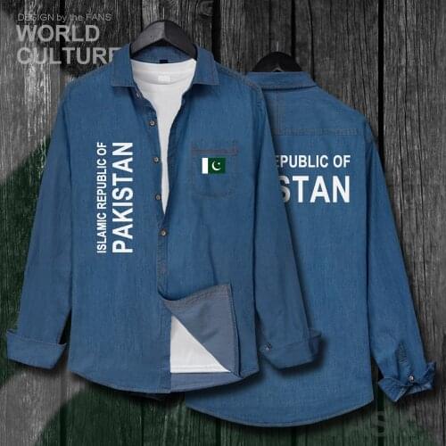 Pakistan PAK Pakistani Islam Men Autumn Cotton Turn-down Collar Jeans Shirt Long Sleeve Cowboy Coat fashion Clothes Flags Tops
