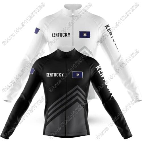 Men Kentucky 2021 Cycling Jersey Long Sleeve Cycling Clothing Race Road Bike Shirts Bicycle Tops MTB Uniform Ropa
