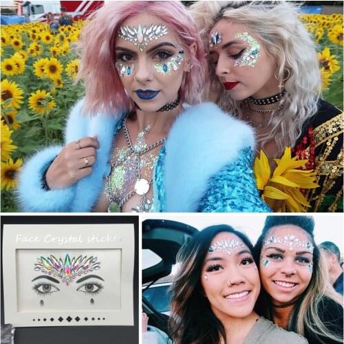 Flash Face Sticker Body Temporary Rhinestones Glass Crystal Tattoo Stickers Makeup Rhinestone Applique Crystals Chest Gem Strass