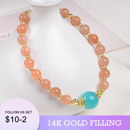 2022 New 14KGF Amazonite Crystal Beaded Adjustable Bracelets for Women Girls Fashion Jewelry Accessories