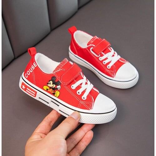 2021 Disney summer new cartoon Mickey mouse Non-slip canvas shoes girls casual all-match student casual shoes Childrens sneakers