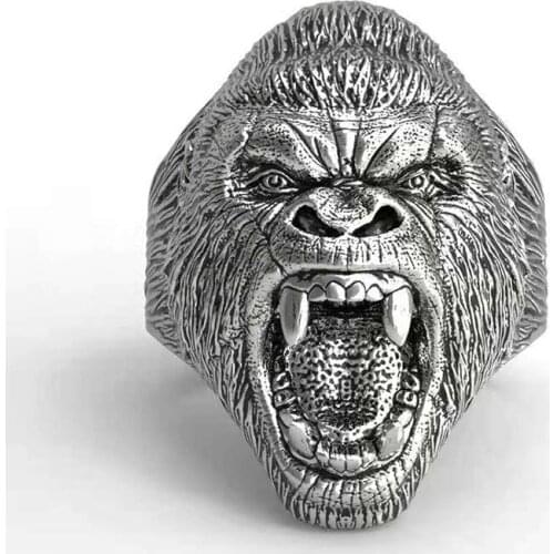 Wholesale Gorilla Ring Jewelry. Plating Silver Cuddle. Great For All The Animal, Simian Pet Lovers 12 Pcs/Lot