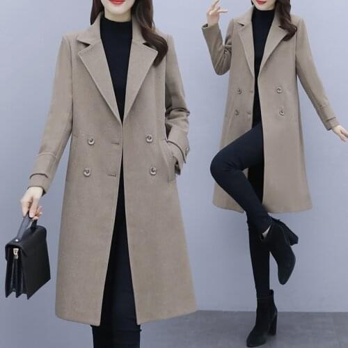 Large Woolen Coat Womens Middle Long Fall Winter 2021 New Fat Mm Fashion Temperament Woolen Coat Looks Thin Ladies woolen coat