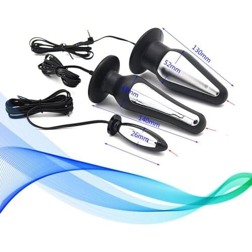 Plastic bipolar anal plug anal vaginal toy anal plug prostate massager electric shock pulse egg electric medical theme toy