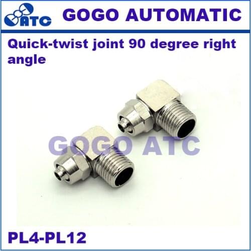 PU soft air tube Quick-twist joint 90 degree Right angle elbow Pneumatic air pipe quick connector Thread elbow PL4-PL12