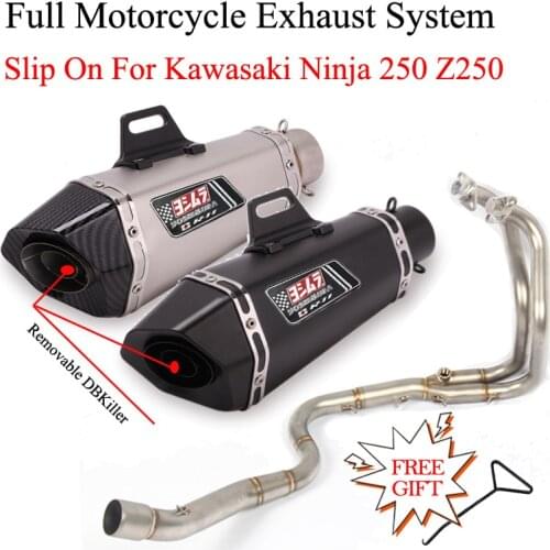 Full System Motorcycle Exhaust Modified Escape Front Middle Link Pipe For Kawasaki Ninja 250 Ninja 300 Z250 Z300 2008-2017 Years