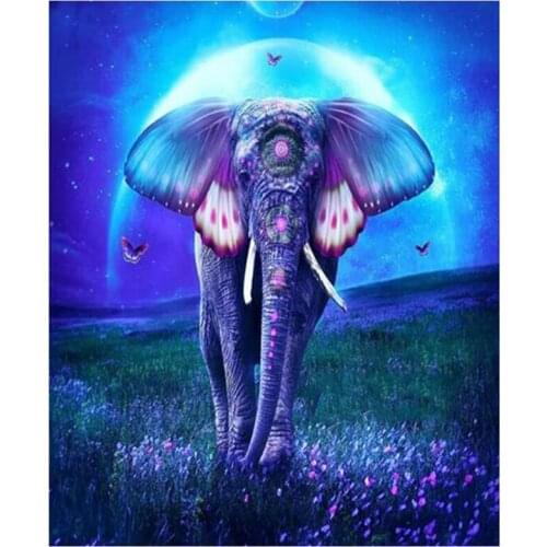 Full Round 5D DIY Colorful Elephant Embroidery Cross Stitch Diamond Painting Crystal Wall Painting Home Decoration FH501