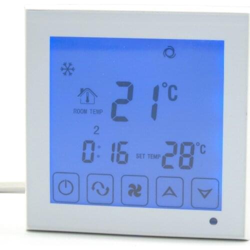2p 4p blue backlight touch screen programmable Fan coil Thermostat with Timing program