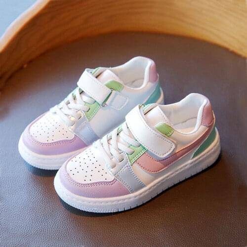 Child Patchwork PU Skate Shoes Kid Buckle Breathable Sneakers 2021 Spring Autumn Boys Girls Walk Run Non-slip Casual Shoe 26-36