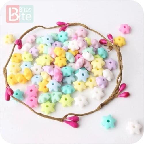 Bite bites Silicone Beads Star Shape 20pcs 14mm Food Grade Teether BPA Free Ecofriendly Beads Bracelet DIY Jewelry Baby Teether