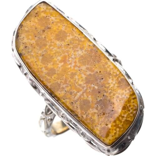 StarGems Natural Chrysanthemum Jasper Handmade 925 Sterling Silver Ring 6 E2537